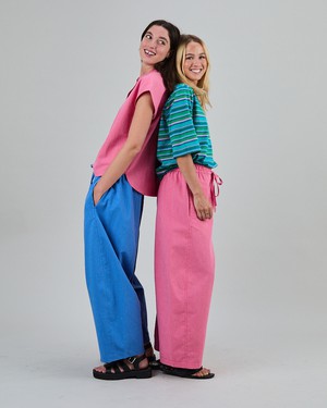 Checks Balloon Pants Pink from Brava Fabrics