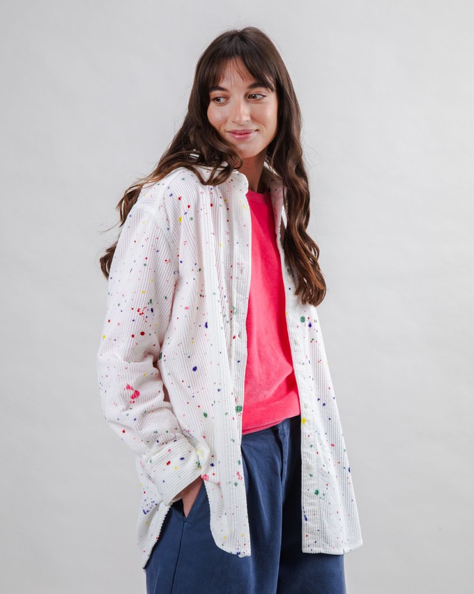 Splash Paint Corduroy Long Overshirt from Brava Fabrics