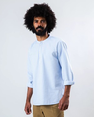 Seersucker Henley Shirt Blue from Brava Fabrics