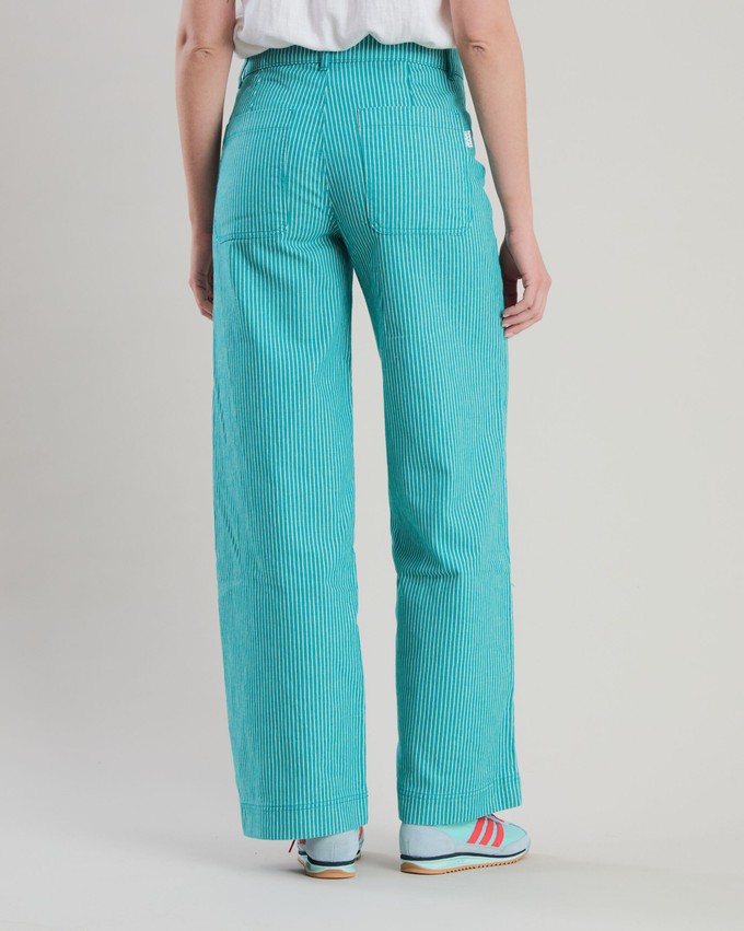 Denim Stripes Straight Leg Pants Green from Brava Fabrics