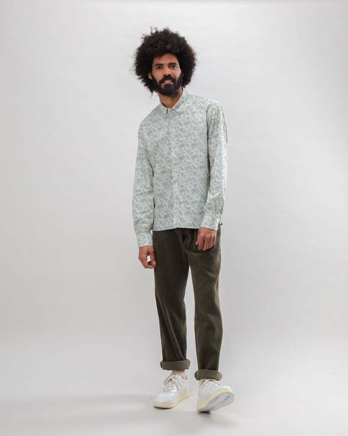 Corduroy Pleated Chino Pants Stone Green from Brava Fabrics