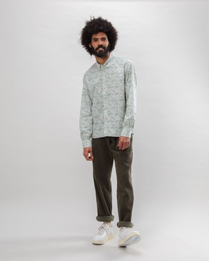 Corduroy Pleated Chino Pants Stone Green from Brava Fabrics