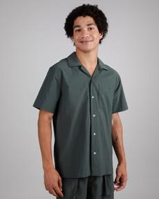 Seersucker Cotton Overshirt Dark Green via Brava Fabrics