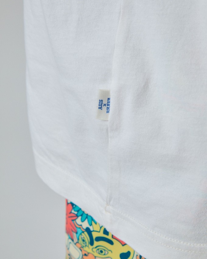 Asis Percales Party Animal Oversize T-Shirt White from Brava Fabrics