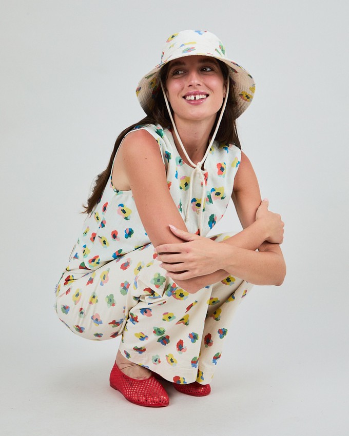 Mini Flower Straight Leg Pants Ecru from Brava Fabrics