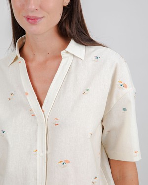 Beach Please Cropped Blouse Ecru from Brava Fabrics