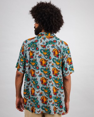 Old School Tattoo Aloha Shirt Mist from Brava Fabrics