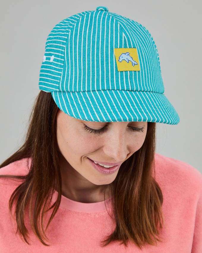 Denim Stripes Pixel Dolphin cap from Brava Fabrics