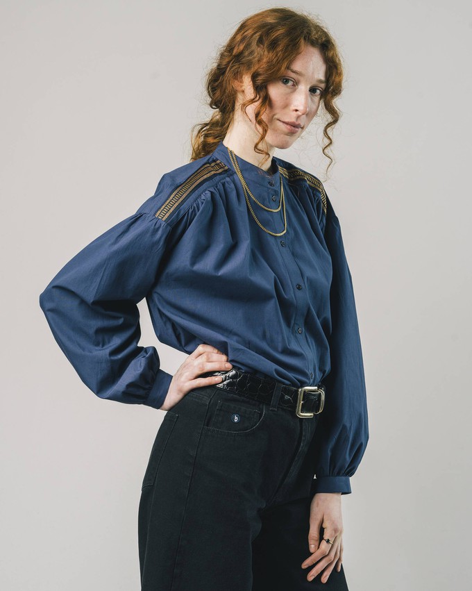 Ribbon Blouse Navy from Brava Fabrics