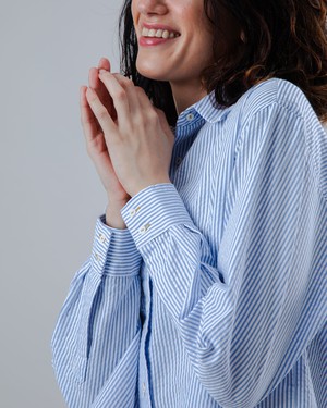 Seersucker Boxy Blouse Blue from Brava Fabrics