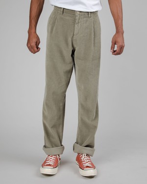 Corduroy Pleated Pants Pale Green from Brava Fabrics