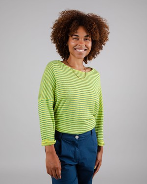 Stripes Fine Knit Cotton Sweater Lime from Brava Fabrics