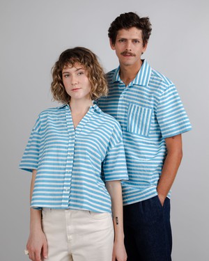 Stripes Cropped Blouse Blue from Brava Fabrics