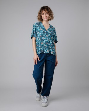 Peanuts Coast Aloha Blouse Blue from Brava Fabrics