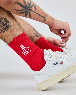 Atari logo socks red from Brava Fabrics