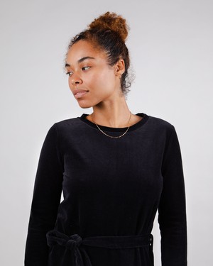 Velvet Belted Dress Black from Brava Fabrics