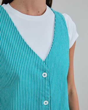 Denim Stripes Short Dress Green from Brava Fabrics