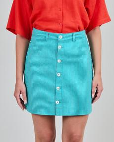 Denim Stripes Mini Skirt Green via Brava Fabrics