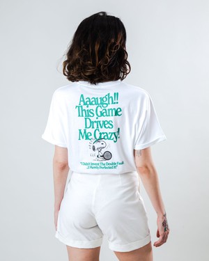 Peanuts Tennis Double Fault Snoopy Scoop Tee White from Brava Fabrics