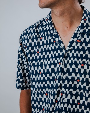 Sunset Aloha Shirt Navy from Brava Fabrics