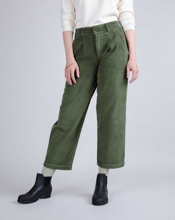 Corduroy Pleated Pants Stone Green from Brava Fabrics