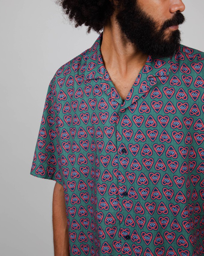 Asis Percales Heart Aloha Green from Brava Fabrics