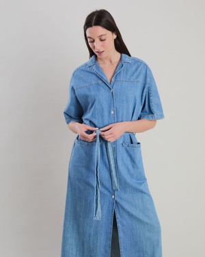 Washed Denim Shirt Dress Blue from Brava Fabrics