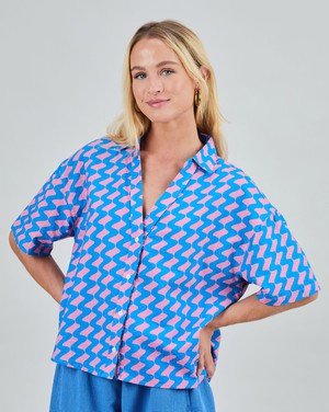 Gum Oversize Cropped Blouse Blue from Brava Fabrics