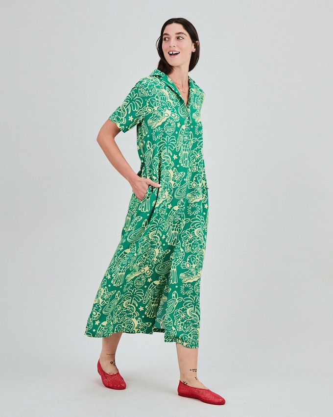 Asis Percales Crocodylus Long Dress Green from Brava Fabrics
