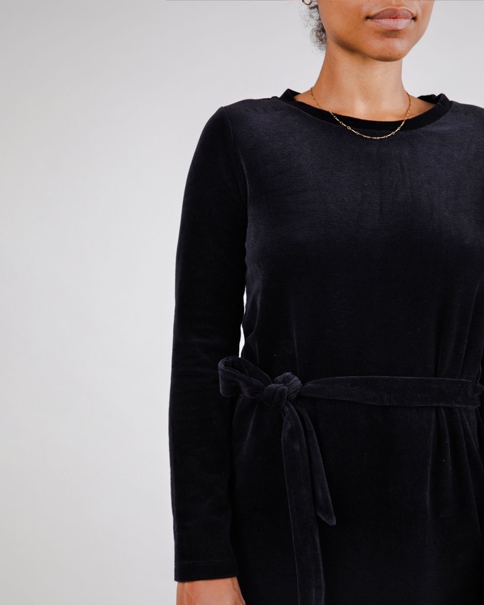 Velvet Belted Dress Black from Brava Fabrics