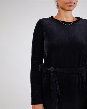 Velvet Belted Dress Black from Brava Fabrics