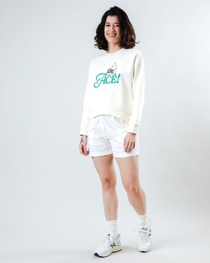 Peanuts Ace Snoopy Sweatshirt Rounded Hem Ecru from Brava Fabrics