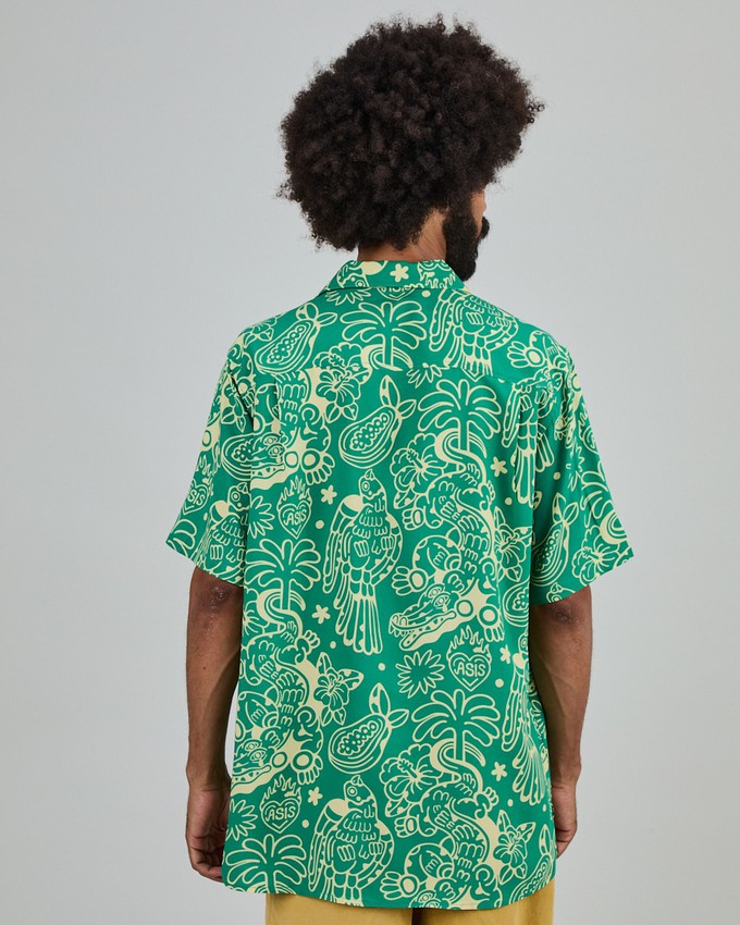 Asis Percales Crocodylus Aloha Shirt Green from Brava Fabrics