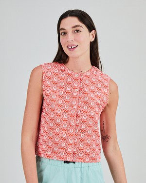 Asis Percales Daisy Button Up Blouse Red from Brava Fabrics