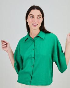 Boxy Squared Blouse Green via Brava Fabrics