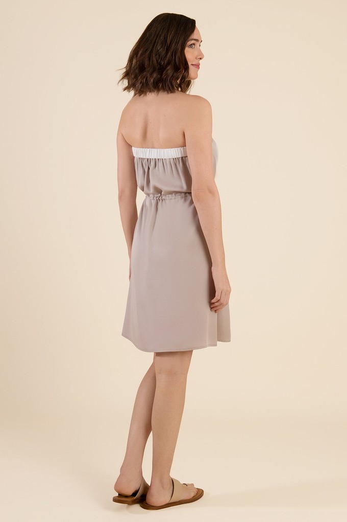 Beige Strapless Summer Dress from Cat Turner London