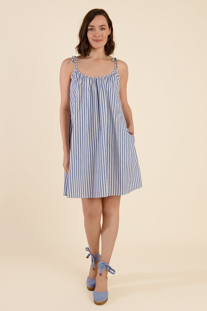Blue And White Strappy Dress from Cat Turner London