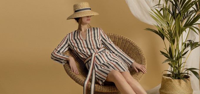 Striped Cotton Kaftan from Cat Turner London