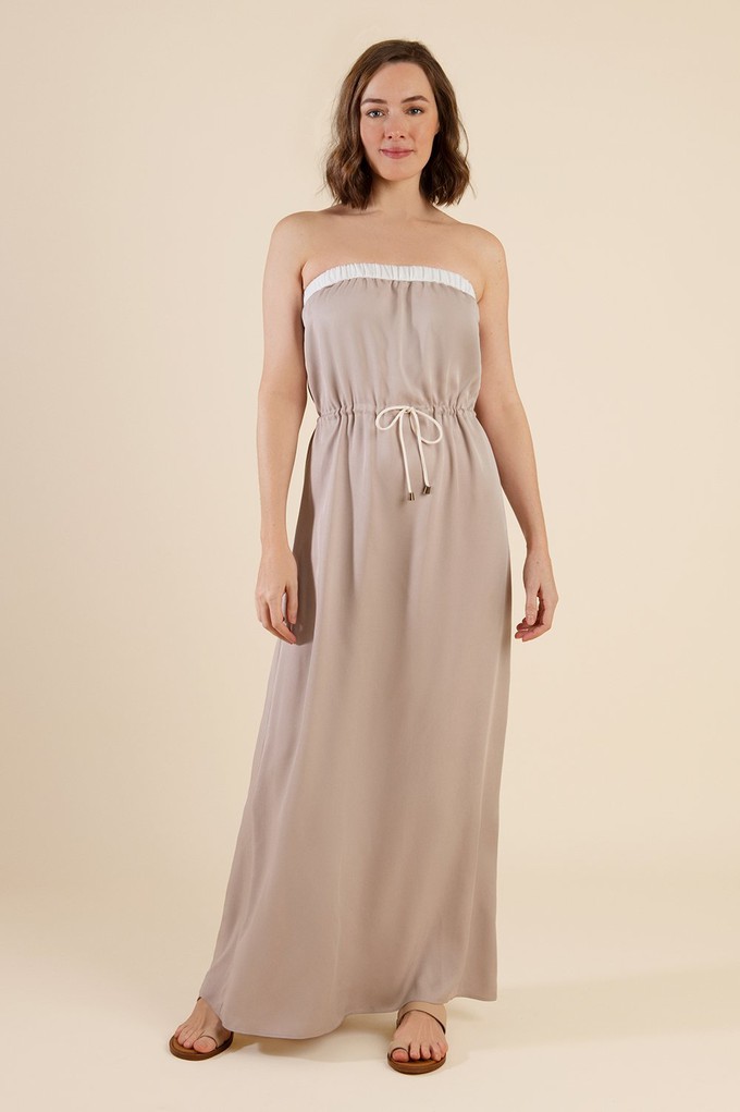 Beige Strapless Maxi Dress from Cat Turner London