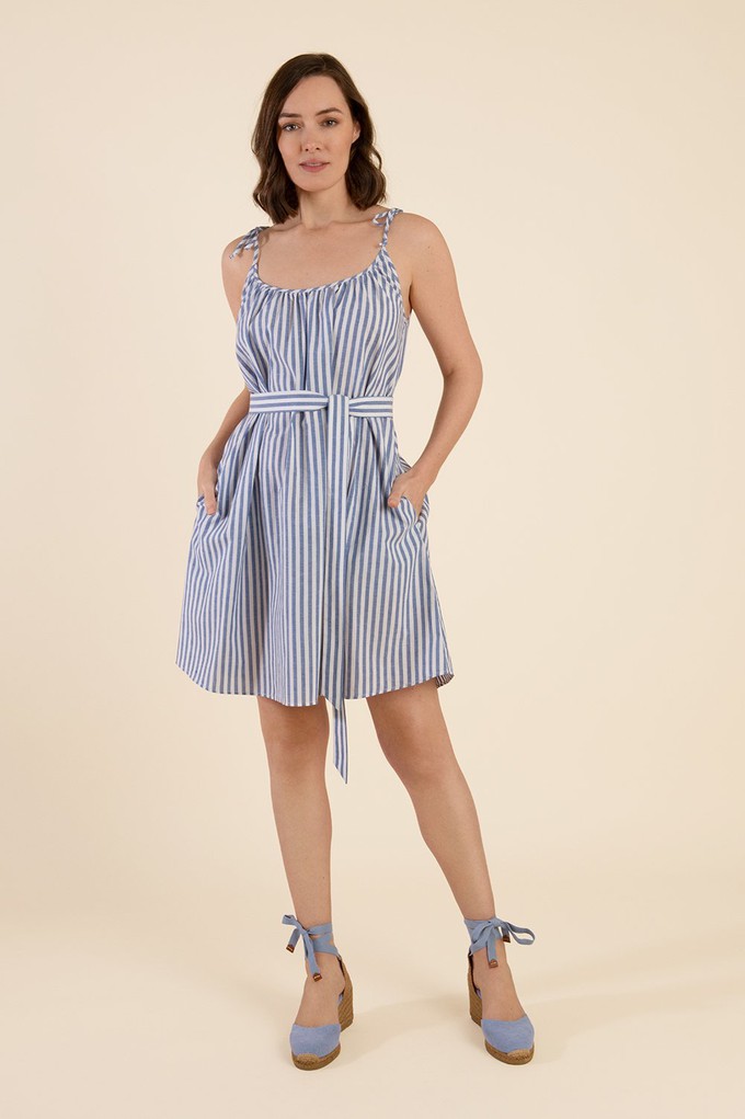 Blue And White Strappy Dress from Cat Turner London