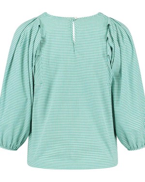 Green Check Cotton Top Puff Sleeves from Charlie Mary
