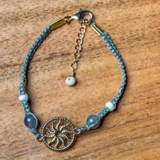 Olive Green Sun Salutation Macramé Meditation Bracelet with Labradorite via chaYkra
