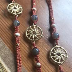 Rust Orange Sun Salutation Macramé Meditation Bracelet with Labradorite via chaYkra