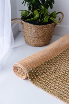 Anti-Slip Herbal Cotton Yoga Mat (Orange with Green) via chaYkra