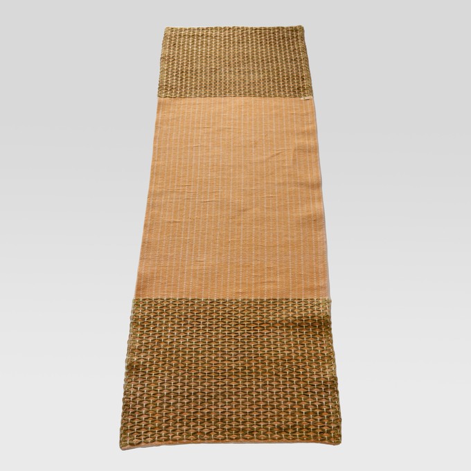 Non-Slip Cotton Yoga Mat (orange base & green criss-cross) from chaYkra