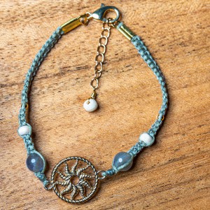 Olive Green Sun Salutation Macramé Meditation Bracelet with Labradorite from chaYkra
