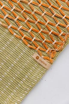Non-Slip Cotton Yoga Mat (green base & orange criss-cross) via chaYkra