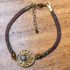 Moonstone Lotus Macramé Bracelet with Emeralds via chaYkra
