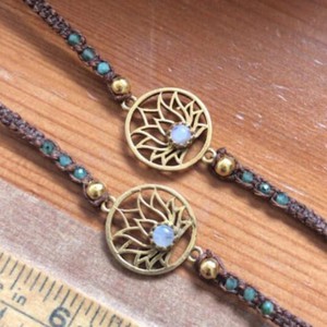 Moonstone Lotus Macramé Bracelet with Emeralds from chaYkra