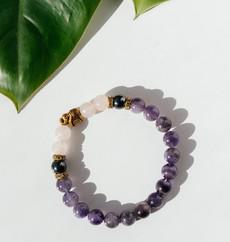Amethyst Rose Quartz Hematite Bracelet with Elephant Charm via chaYkra
